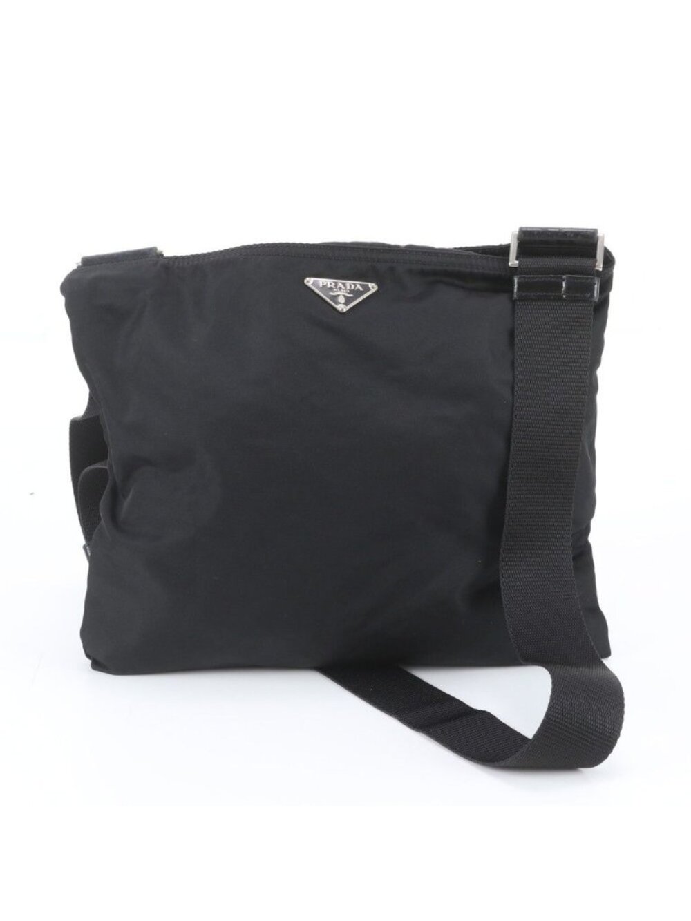 Prada Tessuto Nylon Triangle Logo Leather Shoulder Bag Crossbody Messenger